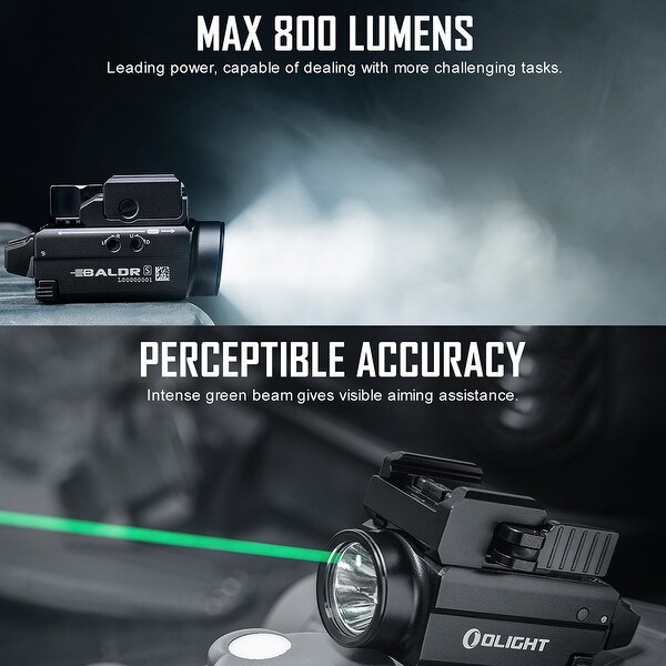 Olight Baldr S Black 800 Lumen Tactical Flashlight with Green