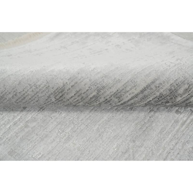 Machine Made Oriental Polyester Carpet Modern Contemporary Greys & Charcoal Modern Area Rug - 7' 5'' X 5' 2''