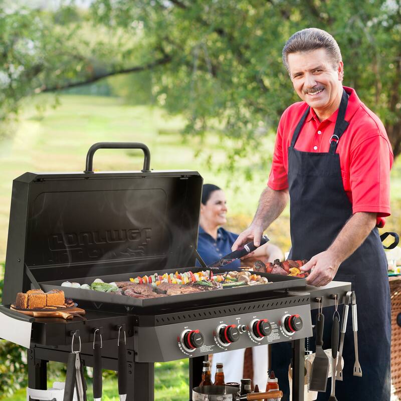 Royal Gourmet 34-Inch 4-Burner Propane Gas Griddle with Hood , Black