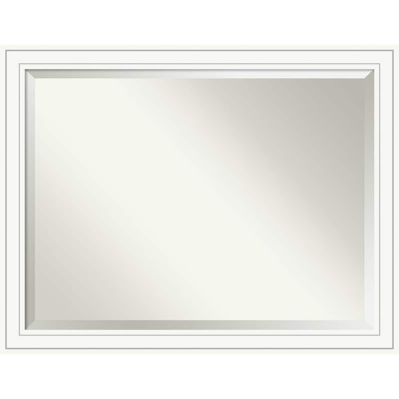 Beveled Wood Bathroom Wall Mirror - Craftsman White Frame - Outer Size: 45 x 35 in