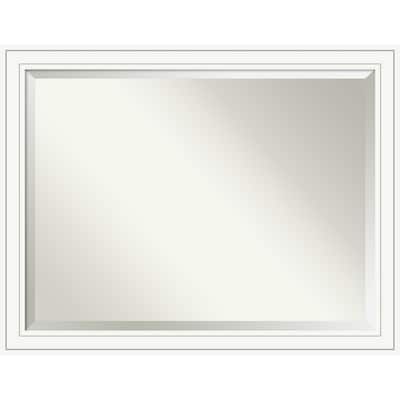 Beveled Wood Bathroom Wall Mirror - Craftsman White Frame - Outer Size: 45 x 35 in