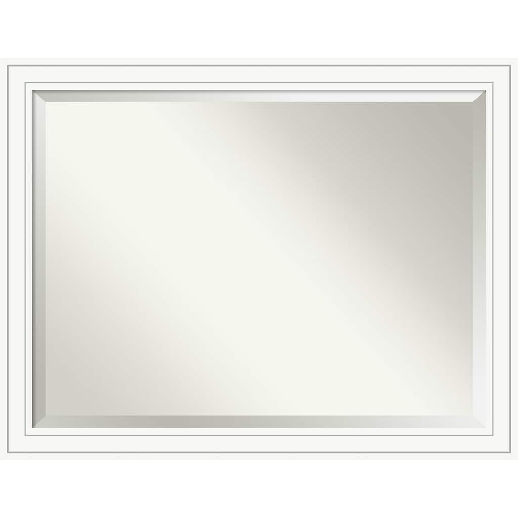 Beveled Wood Bathroom Wall Mirror - Craftsman White Frame - Outer Size: 45 x 35 in