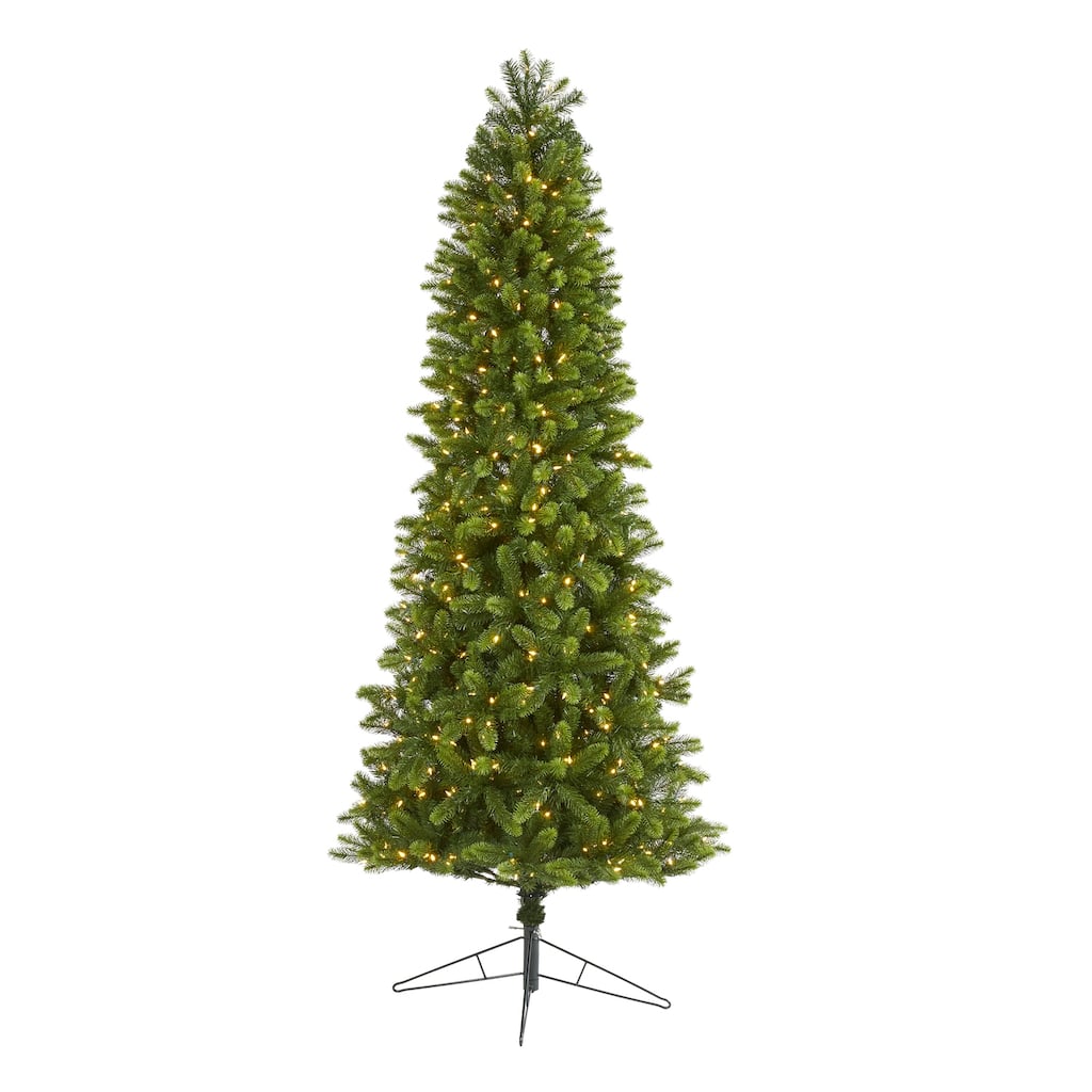 8ft. Slim Spruce Artificial Christmas Tree with 600 Warm White Lights, Instant Connect & 1294 Branches - Festive X-Mas Tree