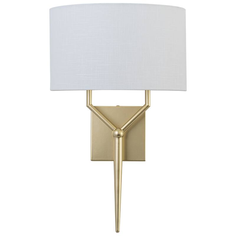 2-Light Y-Shaped Metal Frame Wall Sconce Half-Round Open Fabric Shade