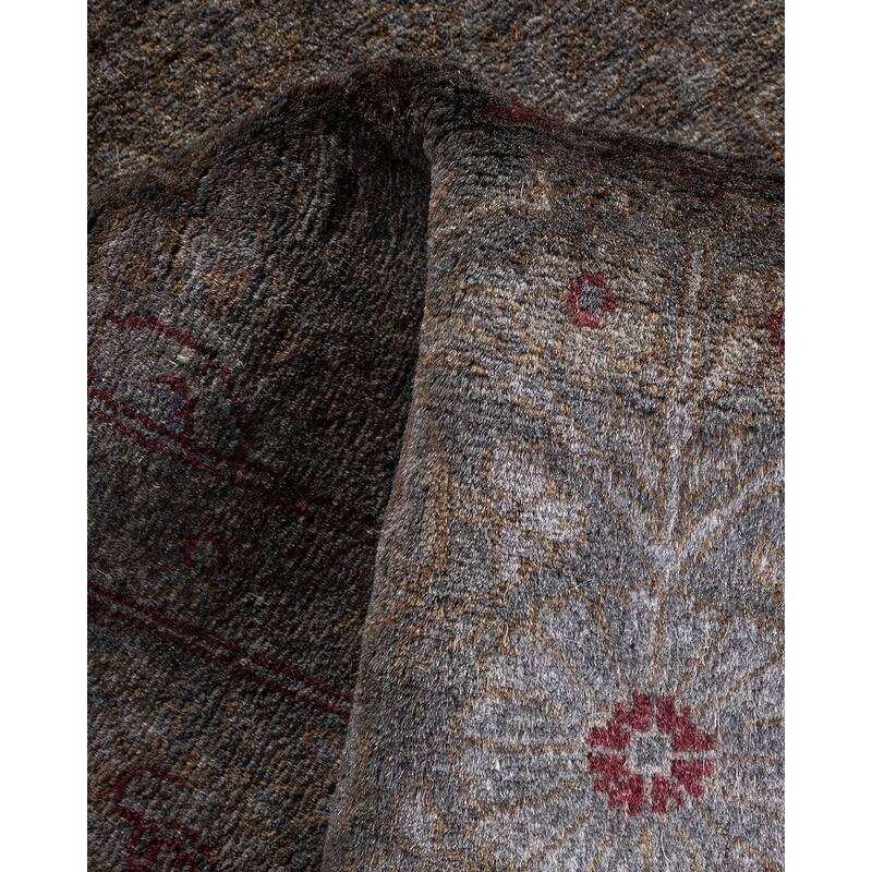 Overton Hand Knotted Wool Vintage Inspired Modern Contemporary Overdyed Gray Area Rug - 3' 4" x 5' 1"