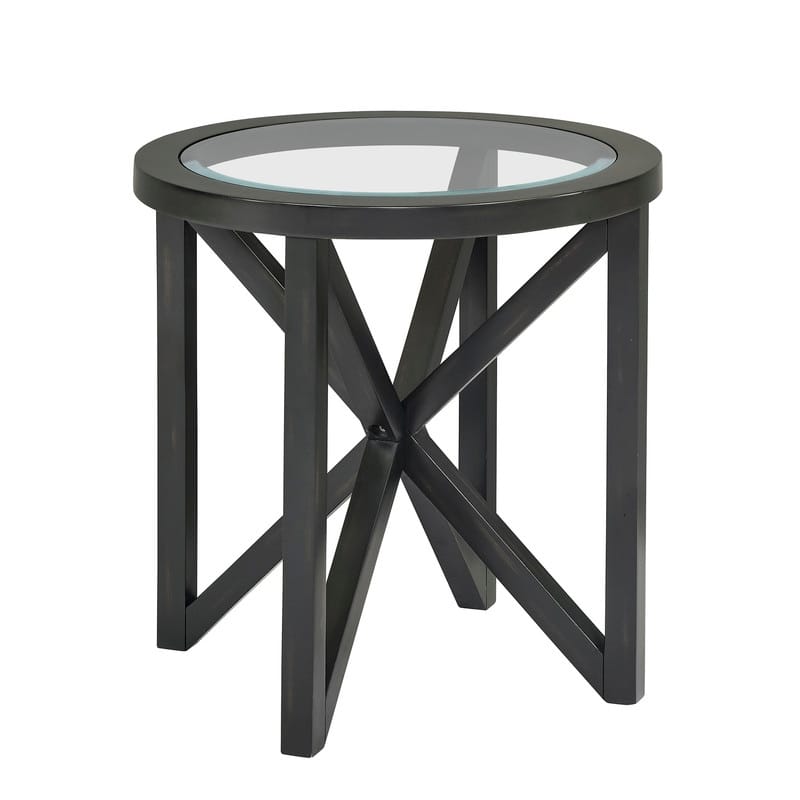 Modern Round Glass Coffee Table with Solid Wood Base - Tempered Glass Top for Living Room, Terrace, Study
