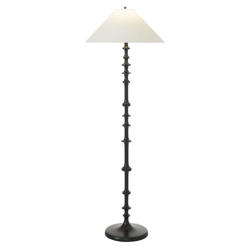 Renwil Petrus 62.5" Tall Matte Black Floor Lamp with Tapered Linen Shade