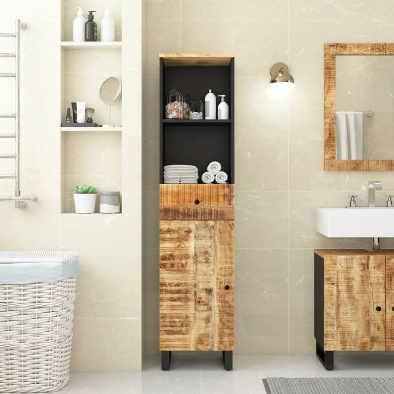 vidaXL Bathroom Cabinet Solid Mango Wood 63 in high Modern - Light brown