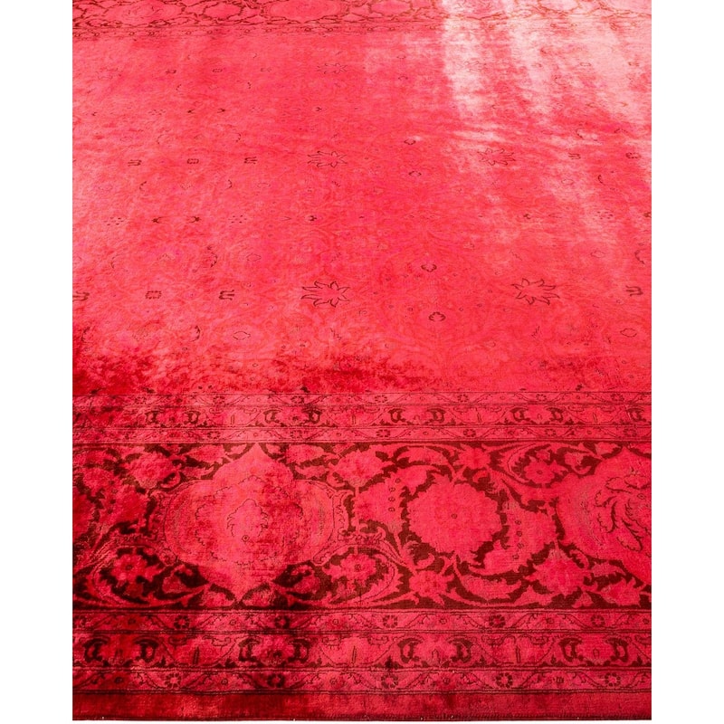 Overton Hand Knotted Wool Vintage Inspired Modern Contemporary Overdyed Red Area Rug - 9' 3" x 12' 3"