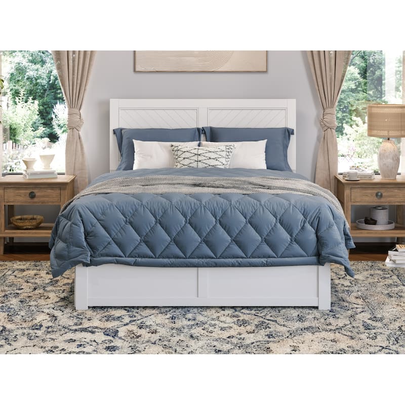 AFI Canyon Queen Platform Bed with Footboard & Storage Drawers in White