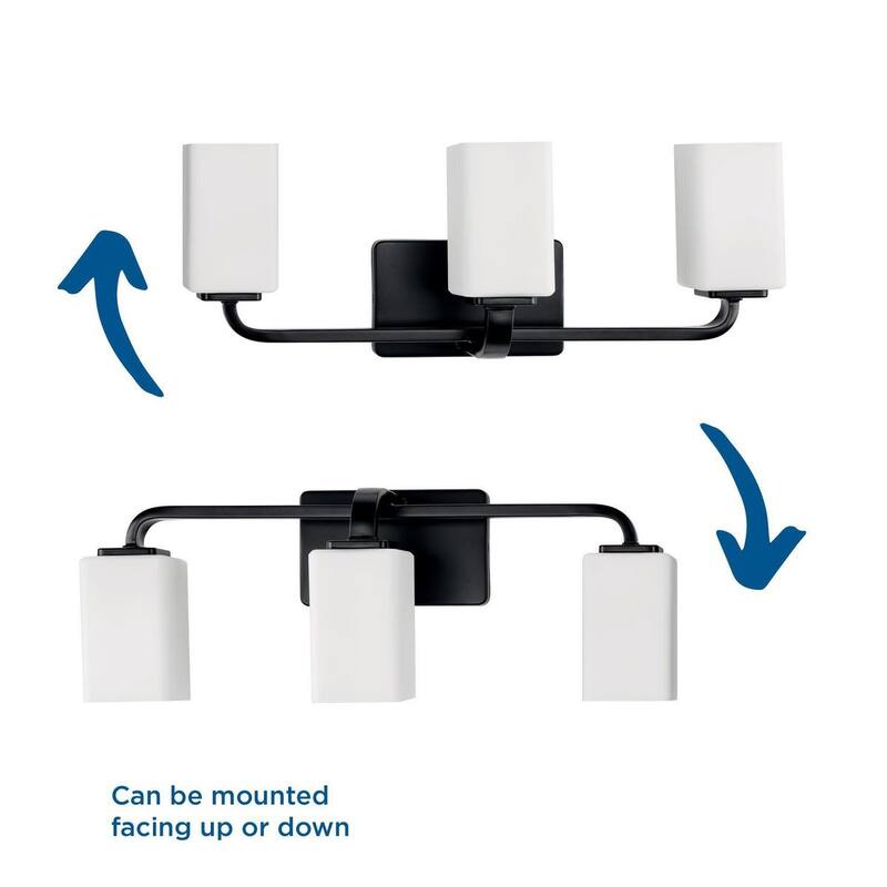 Cowan Collection Three-Light Matte Black Opal Glass Bath Vanity Light - 23.5 in x 7.75 in x 8.5 in