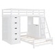 preview thumbnail 10 of 16, Twin Over Twin Bunk Bed with LED Lights & USB Ports, Storage Drawers, Shelves, Desk, and Safety Rails for Kids' Room, White