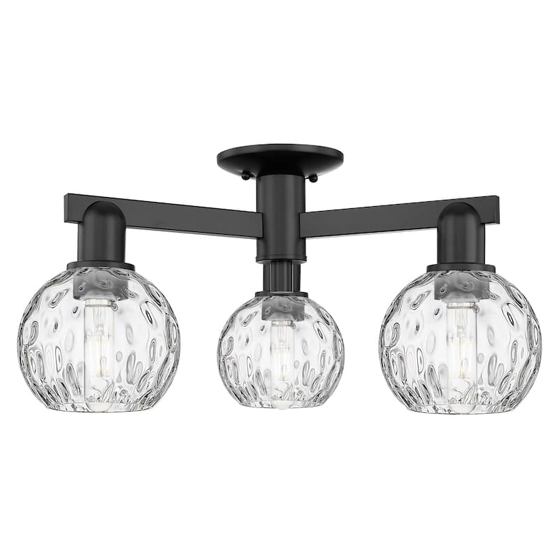 Innovations Lighting Endless Possibilities Arcadia - Athens Water Glass - 3 Light 24" Semi-Flush Mount - Matte Black