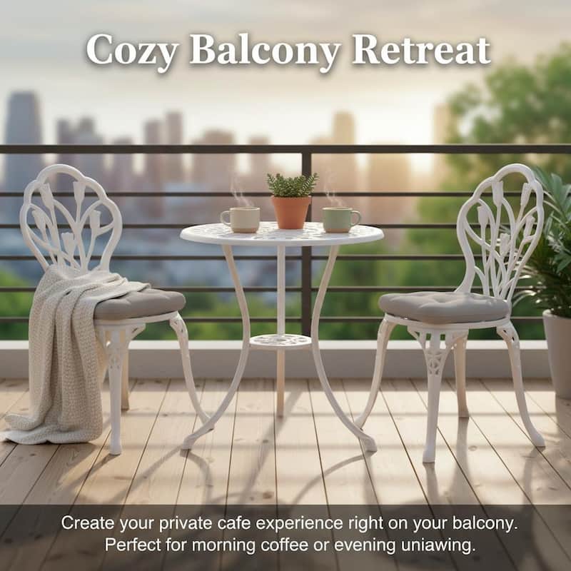 Modern 3-Piece Outdoor Bistro Set with Chairs and Table