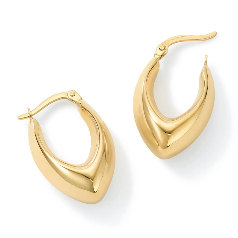 Clover 14K Yellow Gold High-Polish Graduated Puffed Hoop Earrings
