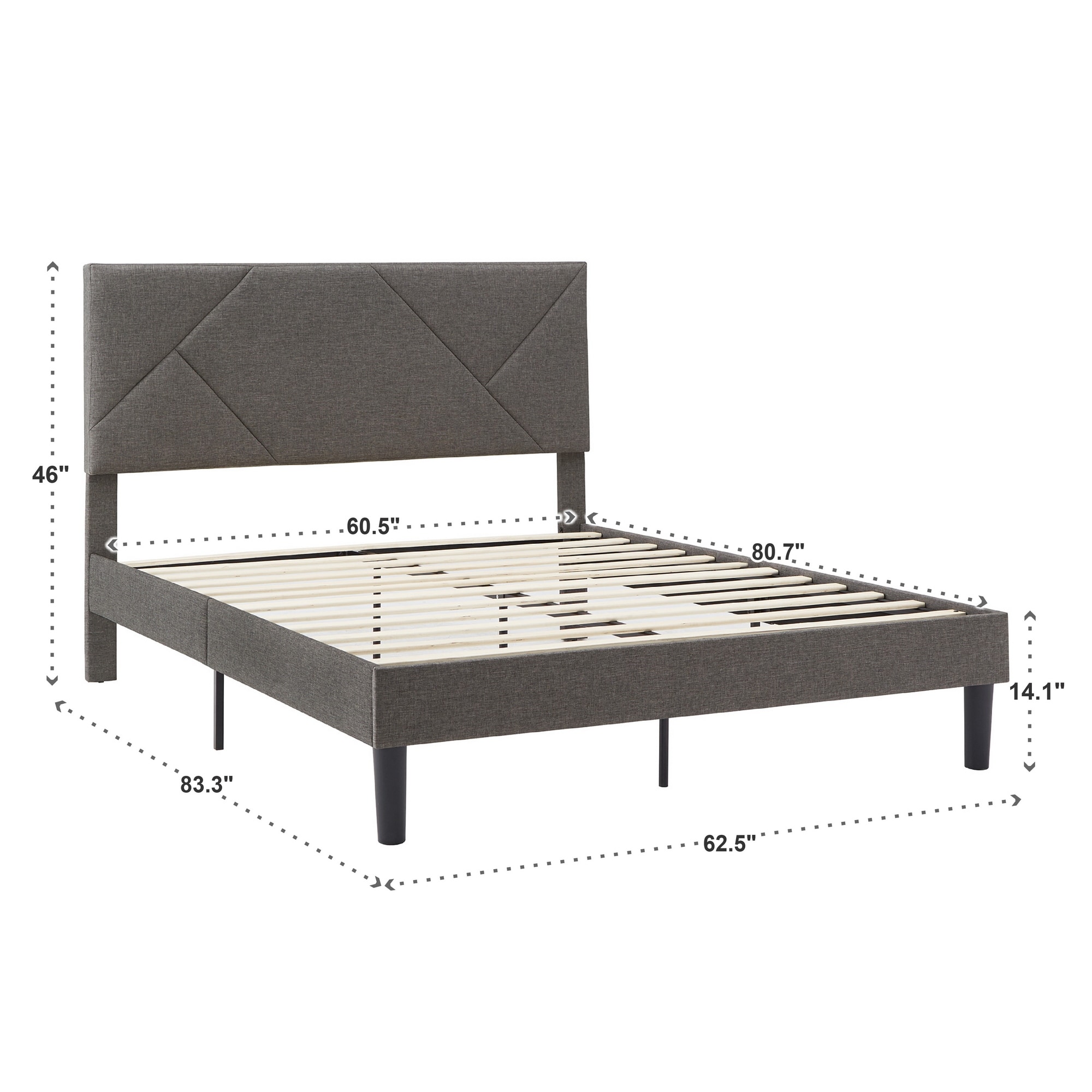 Allenspark Upholstered Platform Bed with Geometric Headboard