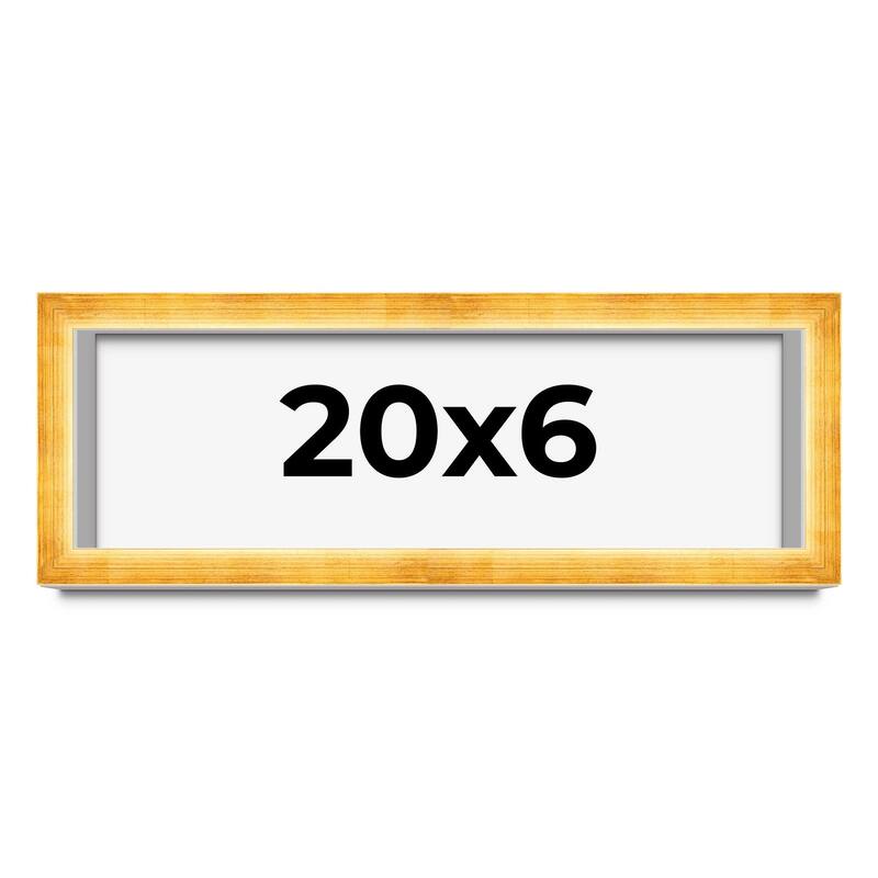 20x6 Shadow Box Frame Gold | 1.625 Inches Deep Real Wood Traditional