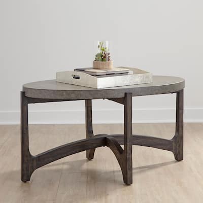 Cascade Wirebrush Rustic Brown Oval Cocktail Table