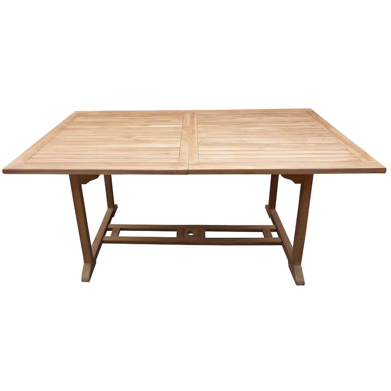 Seven Seas Teak San Juan Teak Wood Rectangular Outdoor Patio Extension Table, 71 to 94 inch (Table Only)