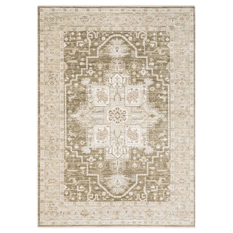 Style Haven Lucia Vintage Center Medallion Area Rug - Brown/ Beige - 2'7" x 7'7"