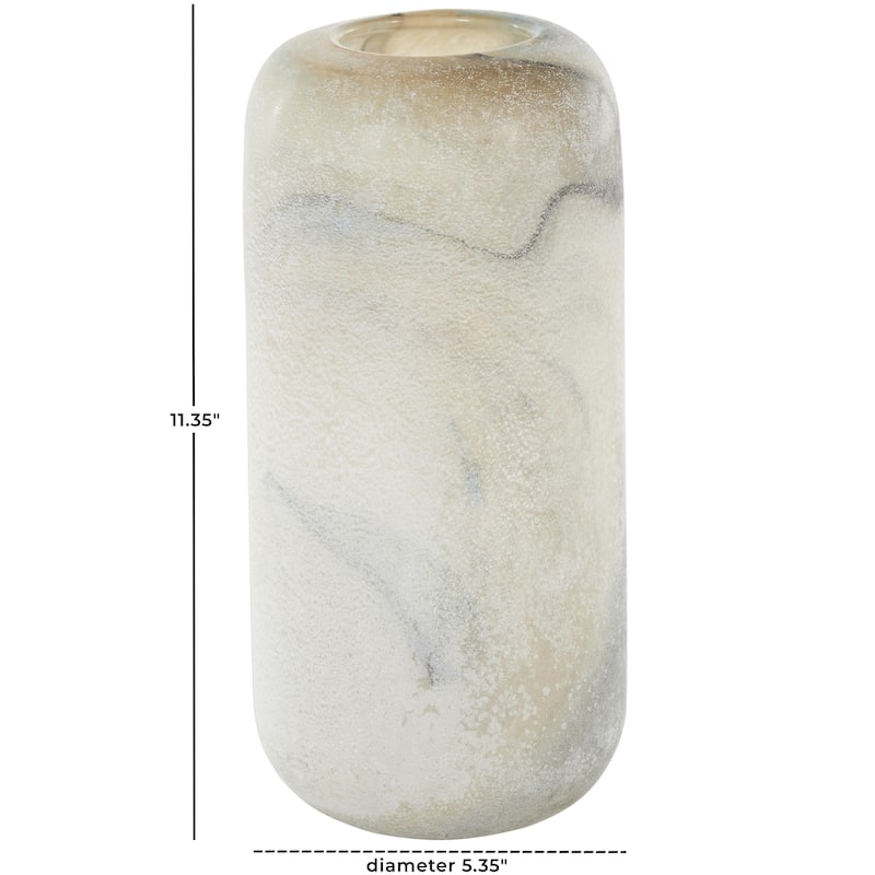 Glass Distressed Decorative Vase with Blue and Tan Texturing - Cream - Roche River Decor