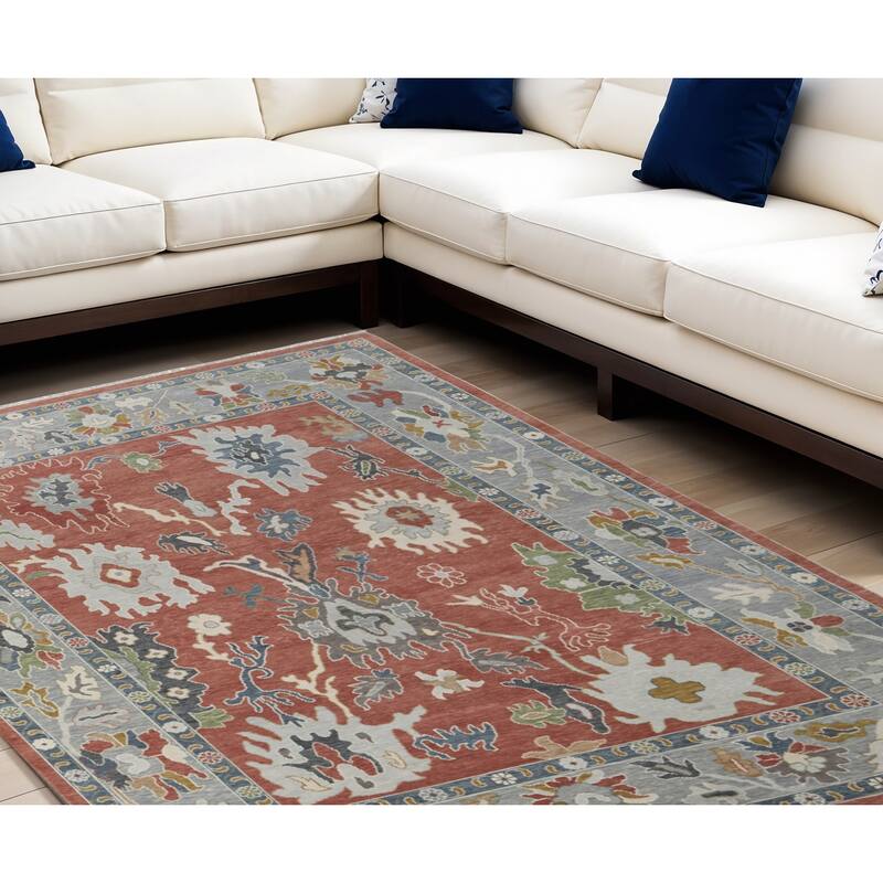 HomeRootsFloral Bohemian Rectangle Area Rug - 117' X '93' X '0.2 - Ivory/Red/Gray