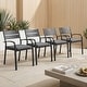 preview thumbnail 1 of 45, Outdoor Stackable Aluminum Dining Chair with Cushion (Set of 4) Dark Grey
