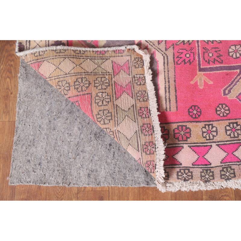 Hand Knotted Oriental 100% Wool Carpet Traditional Tribal Pink Ardebil Runner Rug - 9' 10'' X 4' 4''