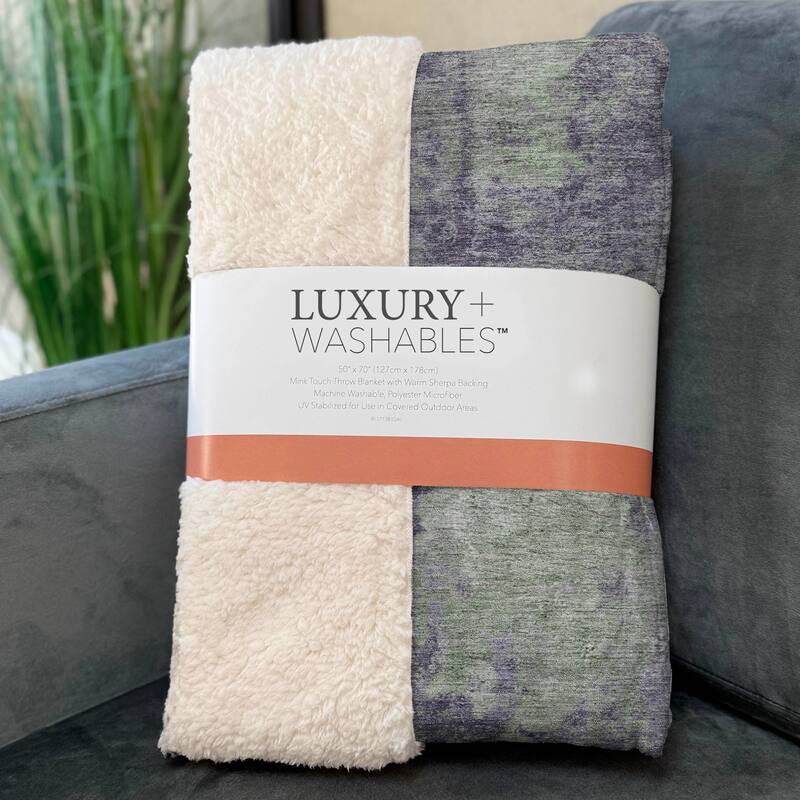 Premium Machine Washable Abstract Modern Sherpa Throw Blanket
