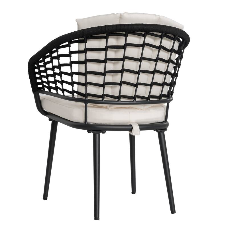 Outdoor Aluminum Dining Set with Powder-Coated Frame, Beige