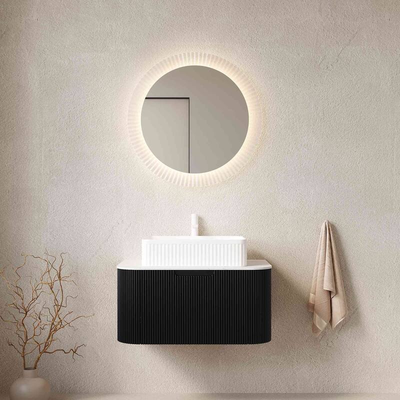 Wall Mounted Striped Bathroom Storage Cabinet with Sink