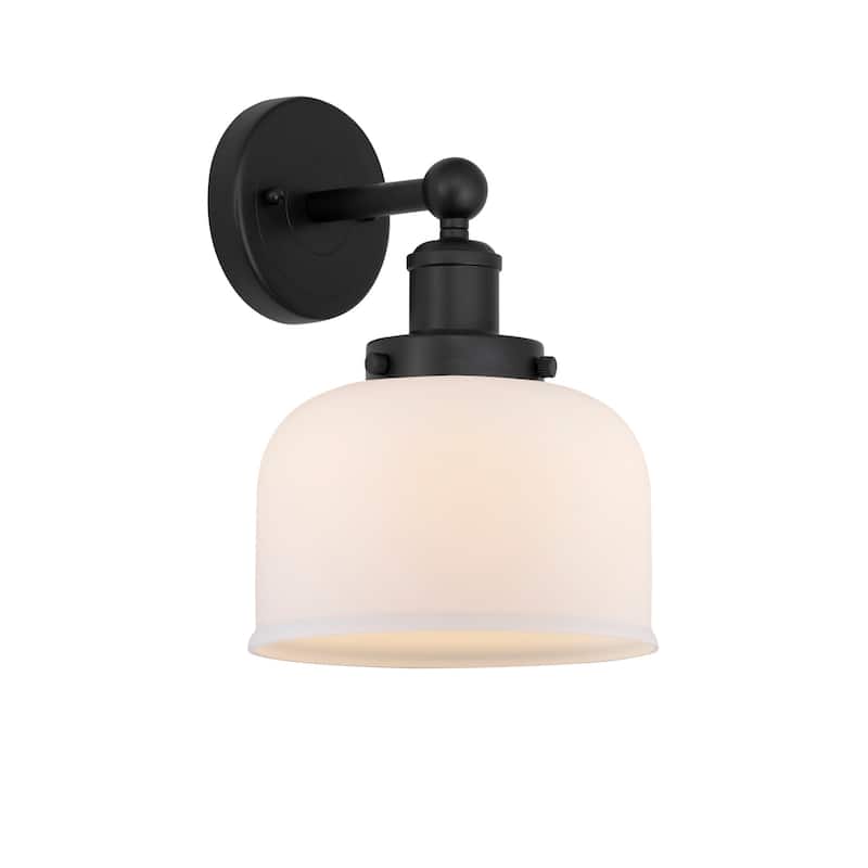 Innovations Lighting 616-1W-10-7-L Bell Sconce Bell 10" Tall Wall - Matte Black / Matte White
