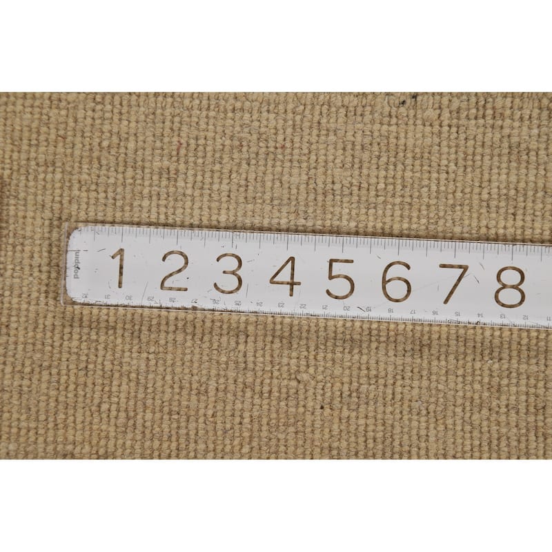 Gabbeh Modern Rug Hand-Knotted Solid Beige Wool Carpet - 2'1"x 2'10"