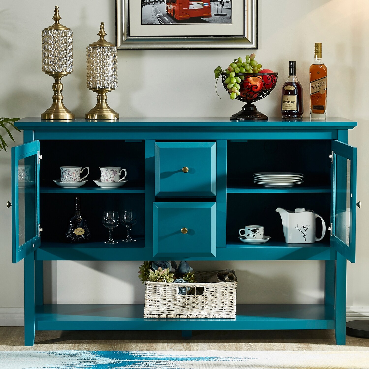 Teal blue console table discount