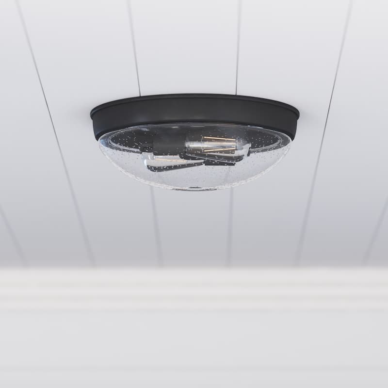 Prominence Home Madalyn, Flushmount Light Fixture - Bronze Seeded Glass