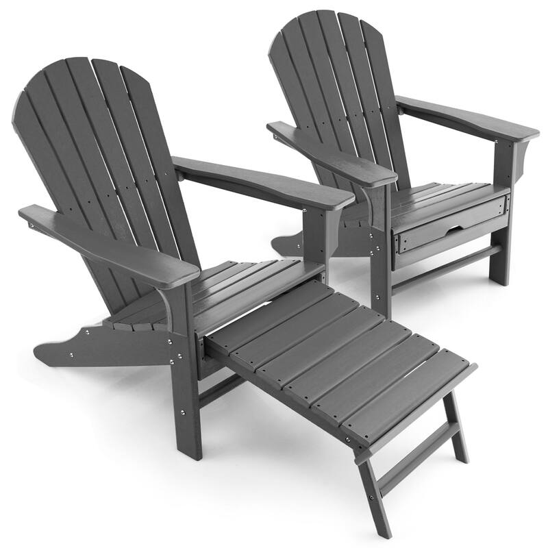 Gymax Set of 2 Patio Adirondack Chair HDPE Outdoor Lounge Chair w/