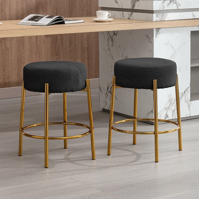 Mixoy Backless 24"Counter Height Velvet Bar Stools with steel Legs