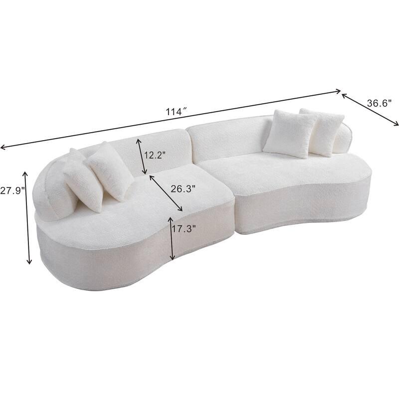 ModernCurved Sectional Sofa, Oversized Minimalist Sleeper Couch