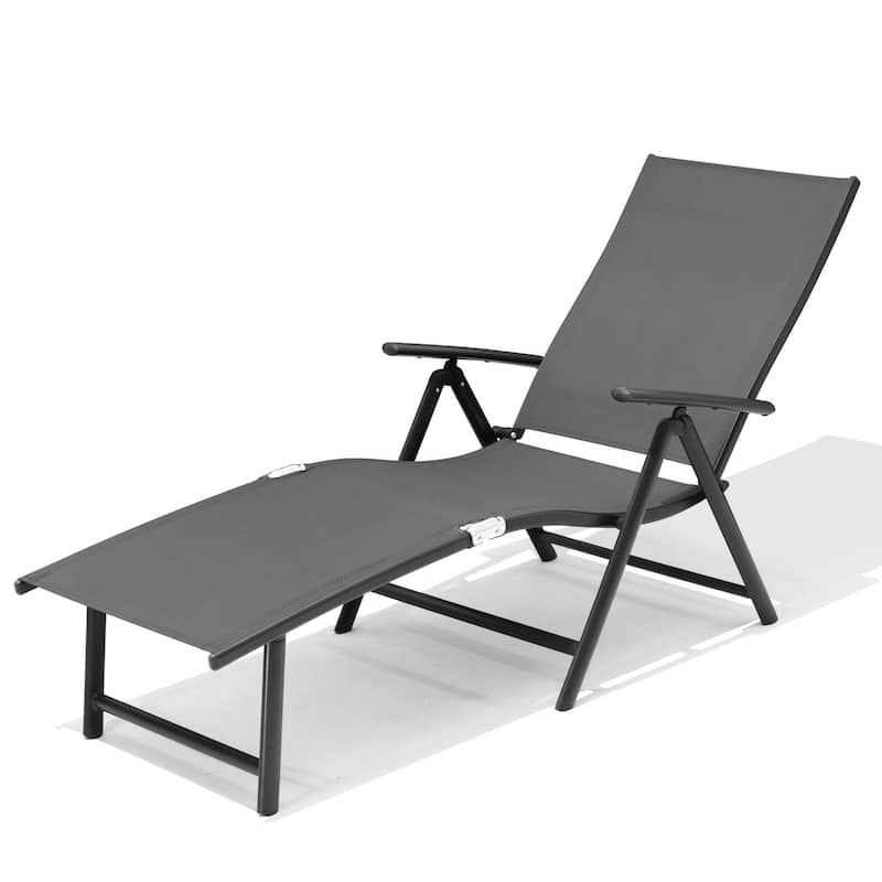 VredHom Outdoor Aluminum Portable Folding Chaise Lounge Chair - 70" L x 20" W x 14" H