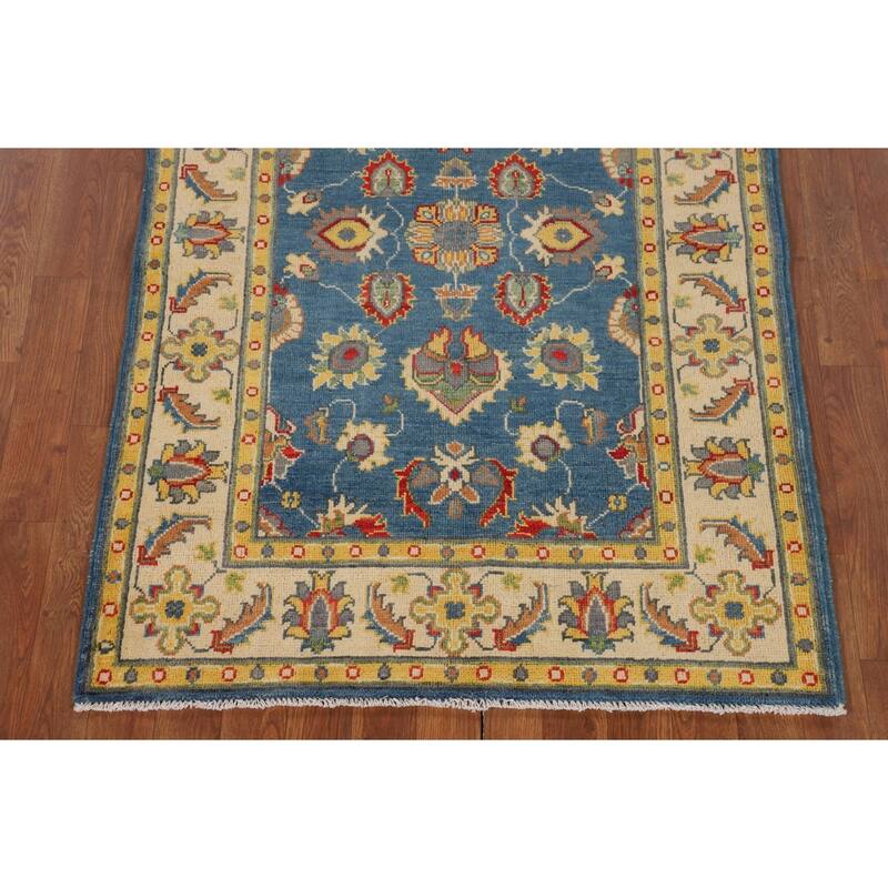 Blue Oushak Oriental Accent Rug Hand-Knotted Wool Carpet - 3'3" x 4'11"