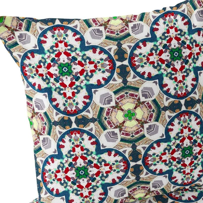 HomeRoots Set of Two 16" X 16" Green and White Blown Seam Floral Indoor Outdoor Throw Pillow - 16.00' X '16.00' X '5.00