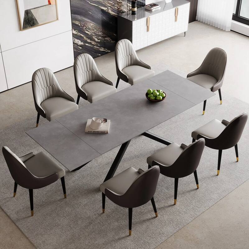 102.36 Inch Extendable Rectangular Sintered Stone Dining Table