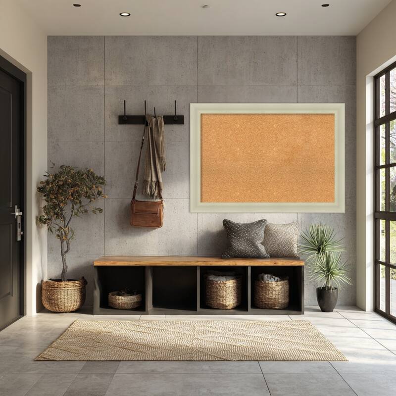 Oliver Warm Silver Wood Framed Cork Board - Bulletin Board, Organization Board, Pin Board