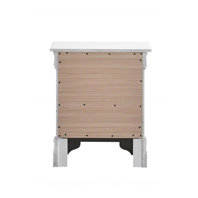 Pearl White Nightstand with Dovetailed Drawers, Fully Assembled