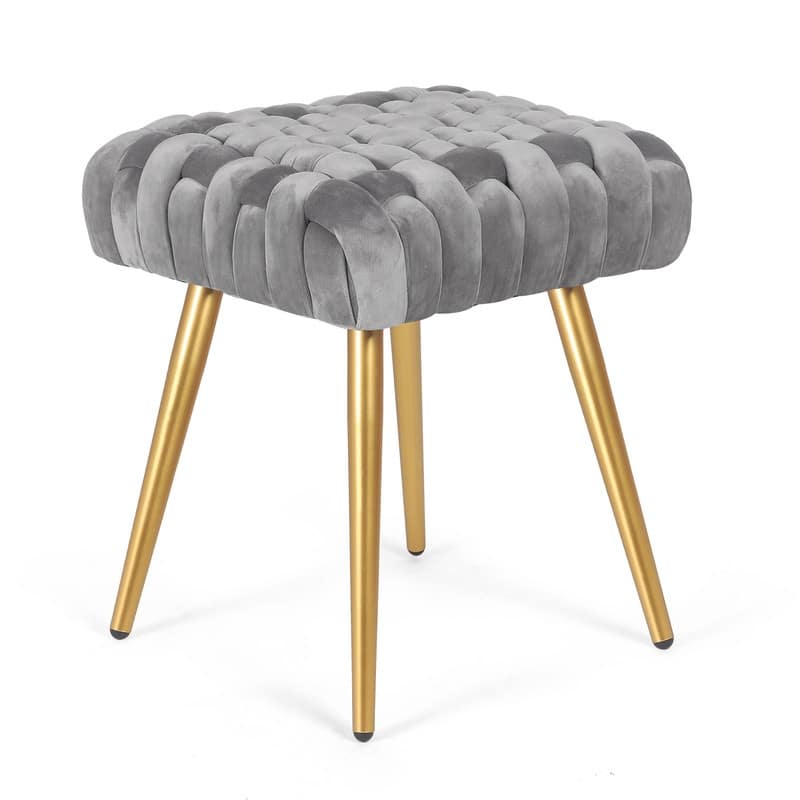 Adeco Knit Lines Ottoman Stool Seat for Living Room - Chairs Modern