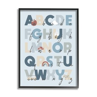 Stupell Soft Blue Alphabet Chart Framed Giclee Art Design by Lil' Rue ...