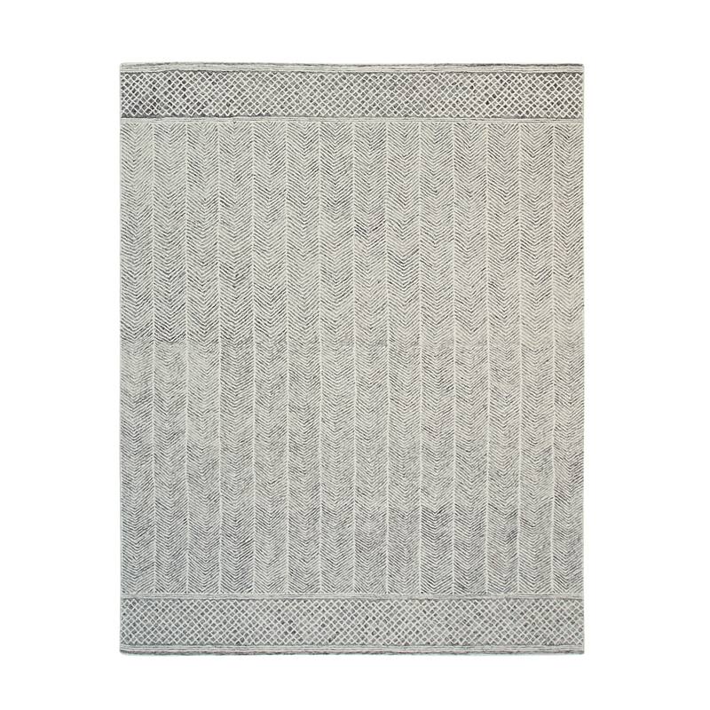 Beige Multi Hand-Tufted Wool Modern Rug 7'9 x 10' - High Low Texture Contemporary Eye Catching Design - N/A