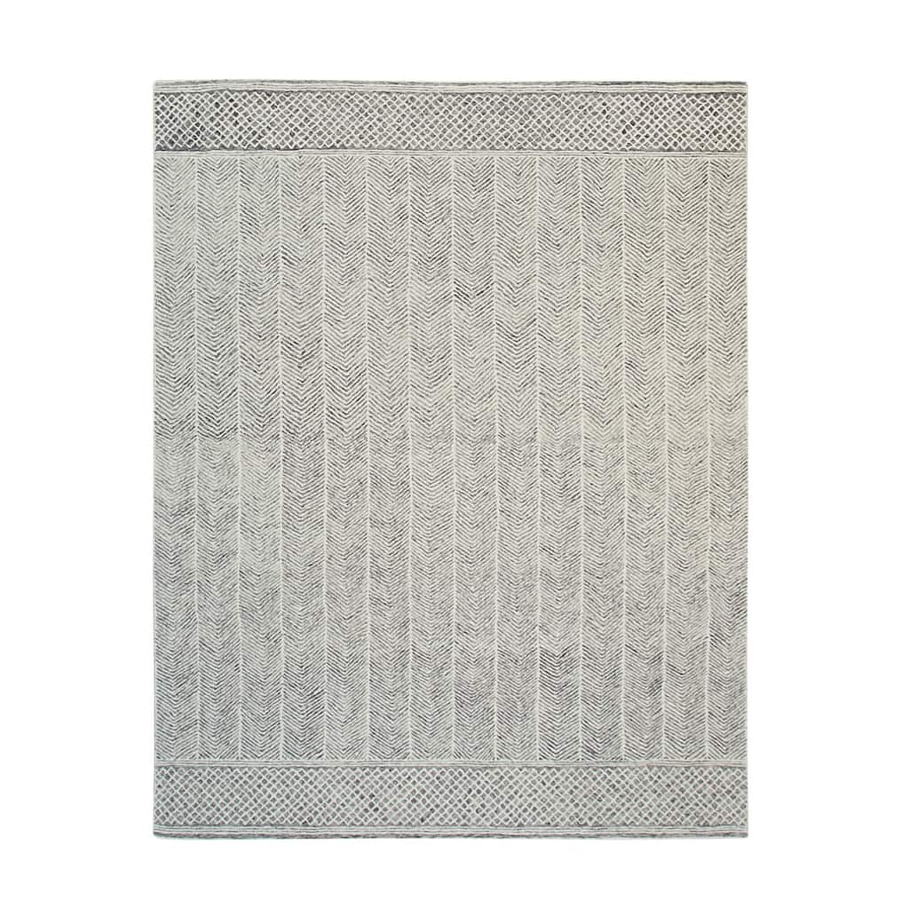 Beige Multi Hand-Tufted Wool Modern Rug 7'9 x 10' - High Low Texture Contemporary Eye Catching Design - N/A