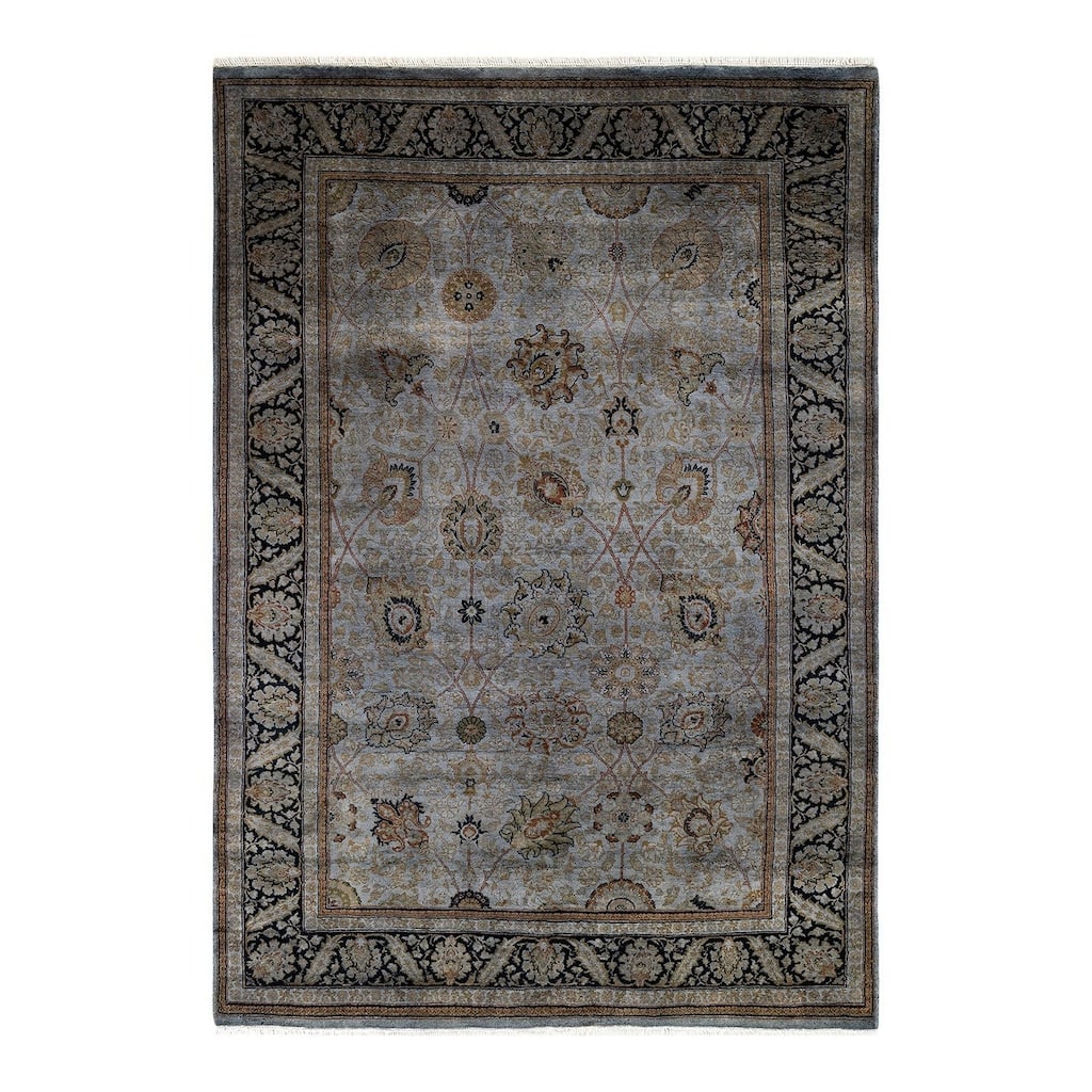 Overton Hand Knotted Wool Vintage Inspired Modern Contemporary Overdyed Gray Area Rug - 4' 7" x 6' 5"