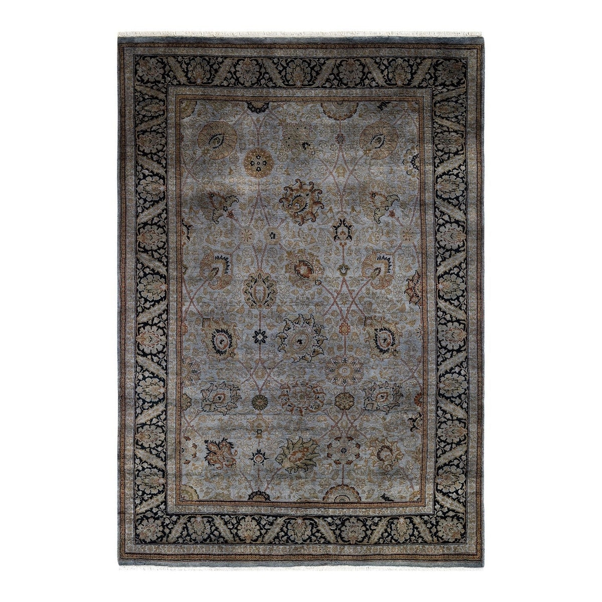 Overton Hand Knotted Wool Vintage Inspired Modern Contemporary Overdyed Gray Area Rug - 4' 7" x 6' 5"